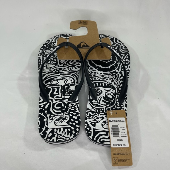 QUICKSILVER Mens Molokai Art Sandals Flip Flops. Black White. Size 14 NE… - Picture 1 of 3